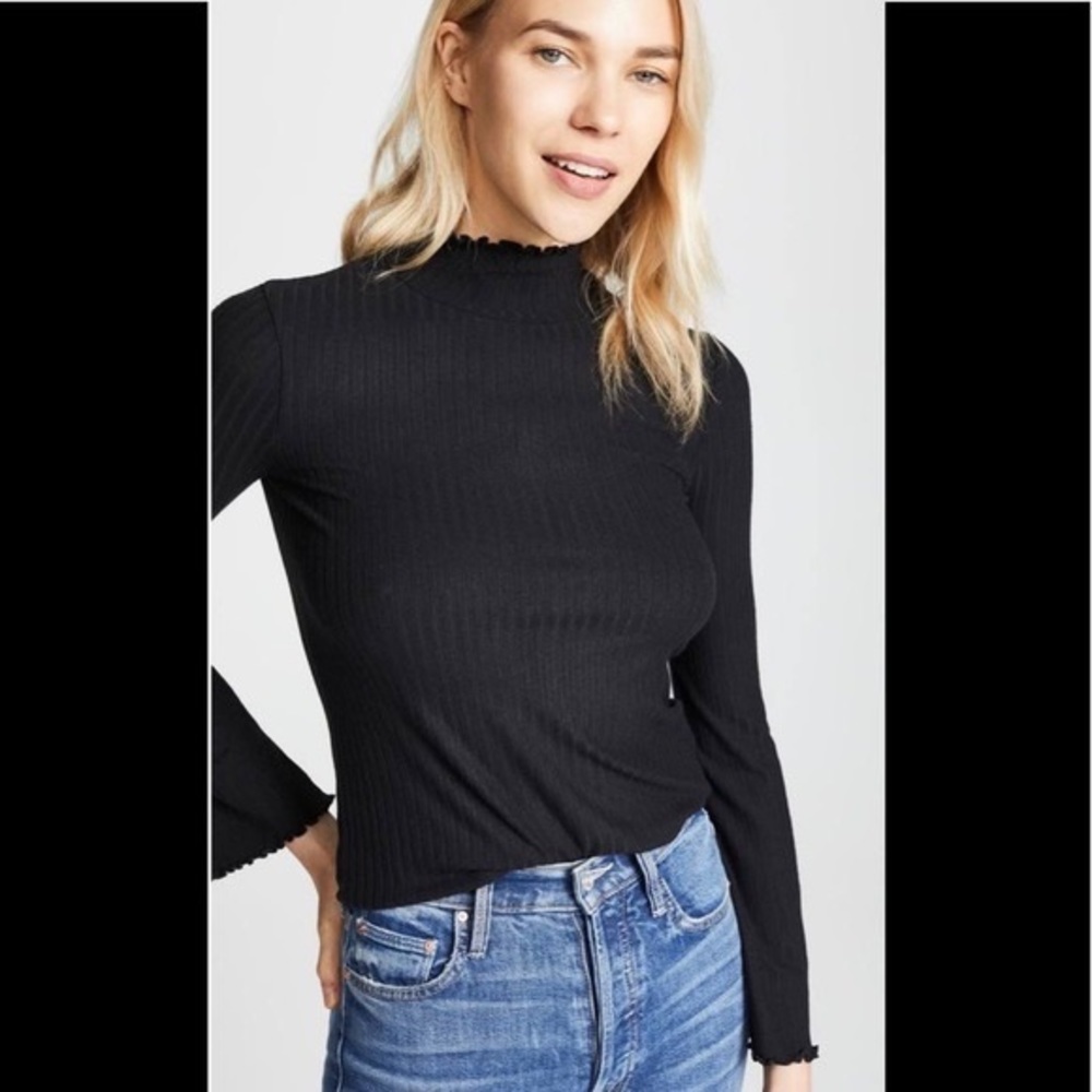 Madewell Ribbed Turtleneck Top with Lettuce Hem